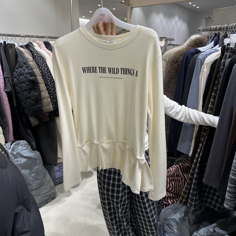 BENE韓國代購㊣女裝新品25秋冬推薦熱賣人氣休閑職業長袖T恤BENE長袖T恤圖色1