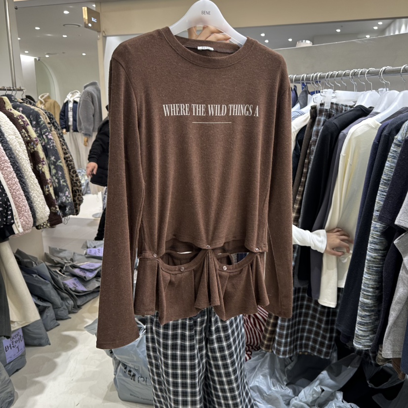 BENE韓國代購㊣女裝新品25秋冬推薦熱賣人氣休閑職業長袖T恤BENE長袖T恤圖色2