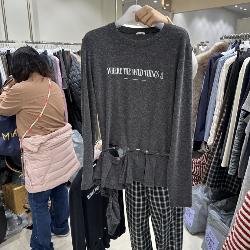 BENE韓國代購㊣女裝新品25秋冬推薦熱賣人氣休閑職業長袖T恤BENE長袖T恤圖色5墨色