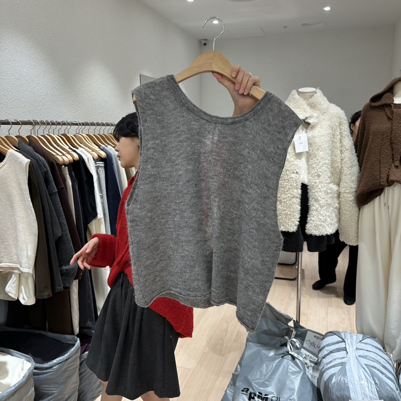 EPIC-S韓國直郵㊣女裝新品人氣職業休閑25秋冬時尚馬甲馬海毛EPIC-S馬甲圖色2