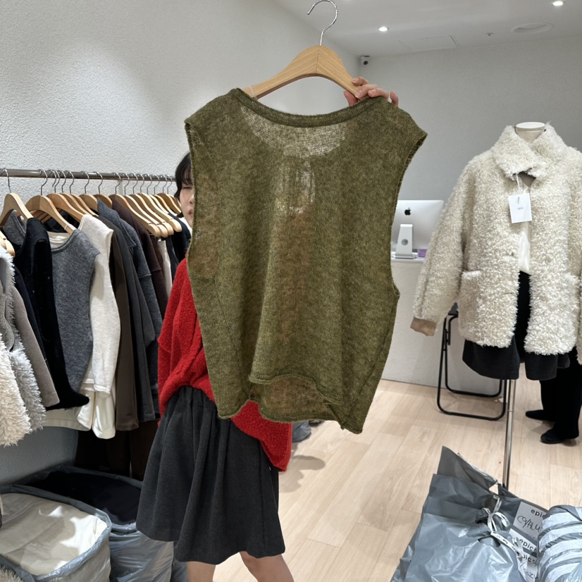 EPIC-S韓國直郵㊣女裝新品人氣職業休閑25秋冬時尚馬甲馬海毛EPIC-S馬甲圖色3