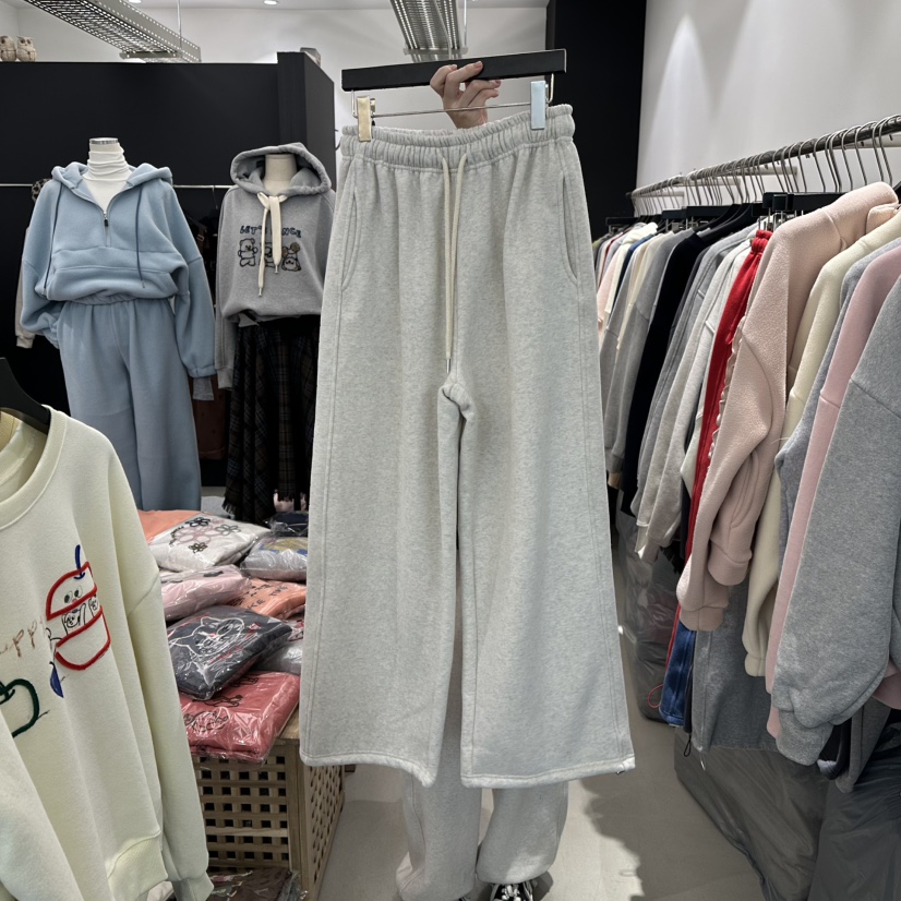 A.CES東大門㊣代購女士新款推薦時尚休閑人氣休閑褲加絨抓絨A.CES休閑褲圖色1