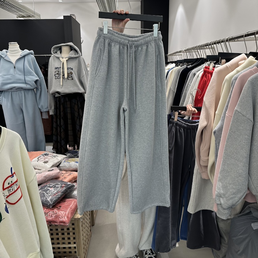 A.CES東大門㊣代購女士新款推薦時尚休閑人氣休閑褲加絨抓絨A.CES休閑褲圖色2