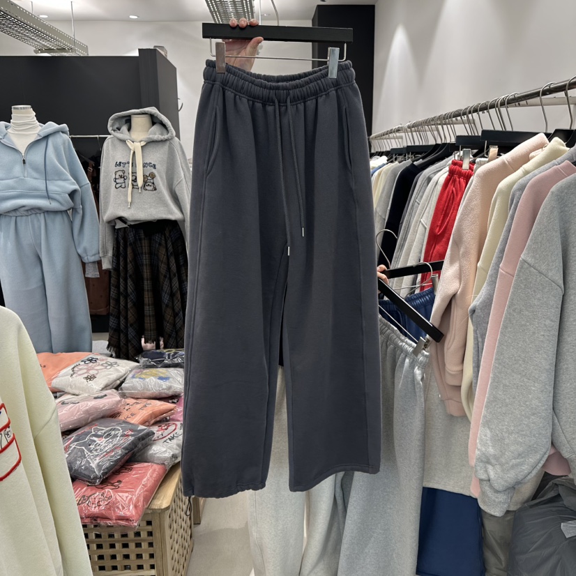 A.CES東大門㊣代購女士新款推薦時尚休閑人氣休閑褲加絨抓絨A.CES休閑褲圖色3