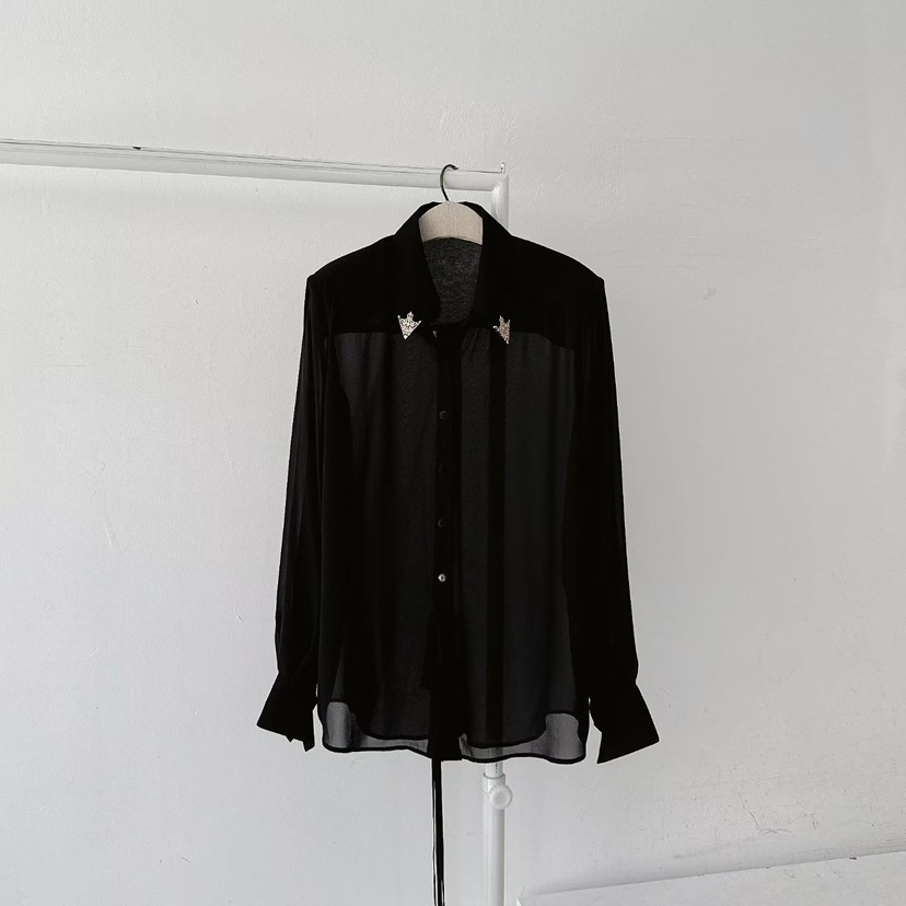 RIJINA東大門㊣實拍女裝新款休閑熱賣推薦時尚襯衫蕾絲衫絲綢RIJINA襯衫/蕾絲衫圖色4