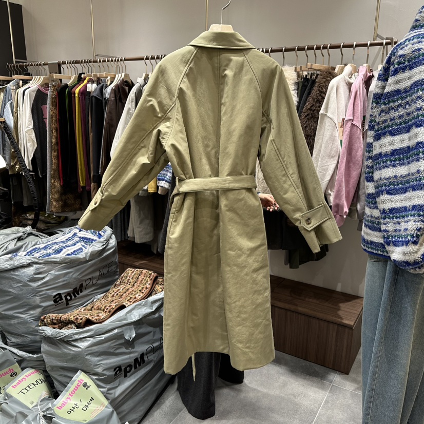 BABYTOUCH韓國代購㊣女士新品時尚人氣休閑推薦長款風衣含腰帶BABYTOUCH長款風衣