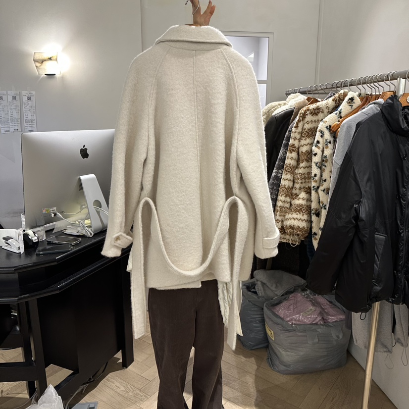 BRUSH-P東大門㊣代購女裝新款25秋冬熱賣時尚中長款大衣羊駝BRUSH-P中長款大衣