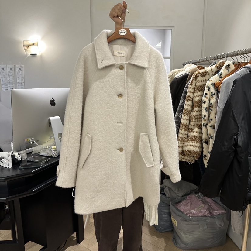 BRUSH-P東大門㊣代購女裝新款25秋冬熱賣時尚中長款大衣羊駝BRUSH-P中長款大衣圖色2