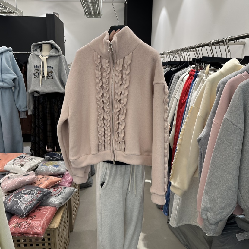 A.CES東大門㊣代購女裝新品休閑人氣25秋冬夾克荷葉邊羊毛A.CES夾克圖色2