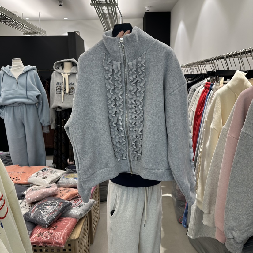 A.CES東大門㊣代購女裝新品休閑人氣25秋冬夾克荷葉邊羊毛A.CES夾克圖色3