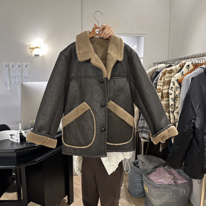 BRUSH-P韓國代購㊣女裝新品推薦熱賣休閑職業人氣短款大衣BRUSH-P短款大衣圖色2