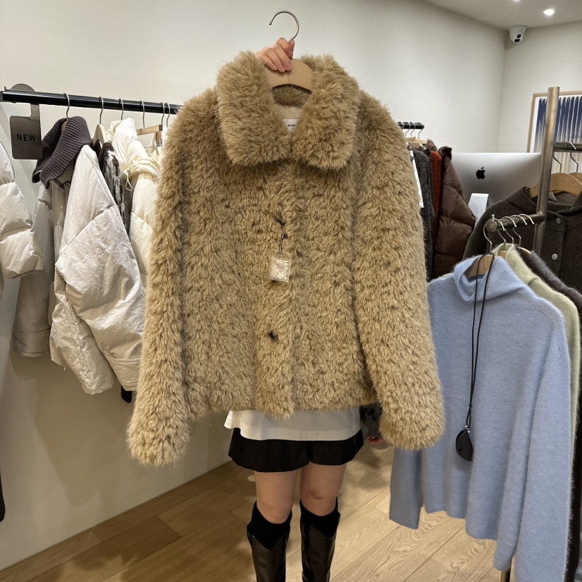 WINSOME韓國代購㊣女裝新款職業25秋冬短款大衣羊毛填充鴨毛WINSOME短款大衣圖色2