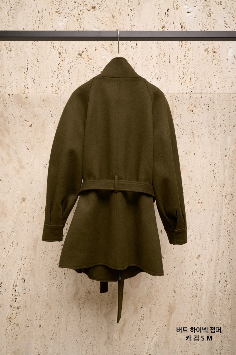 BLOSSOM韓國代購㊣女士新款時尚休閑熱賣中長款大衣含腰帶高領BLOSSOM中長款大衣