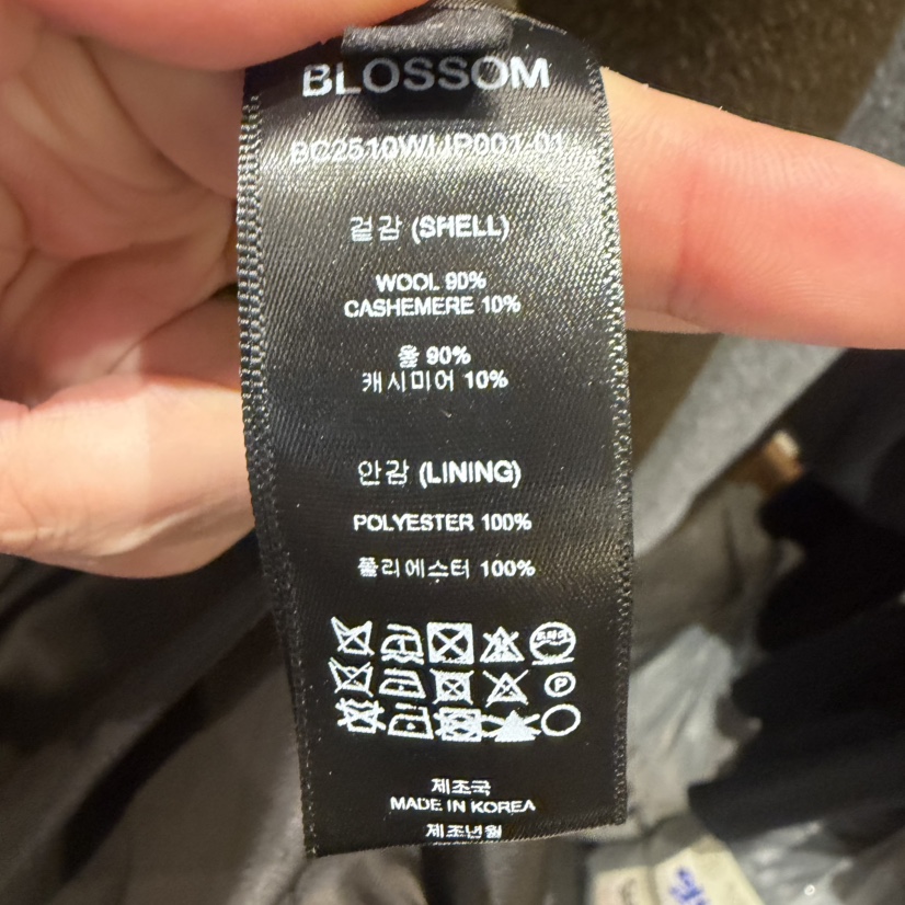 BLOSSOM韓國代購㊣女士新款時尚休閑熱賣中長款大衣含腰帶高領BLOSSOM中長款大衣