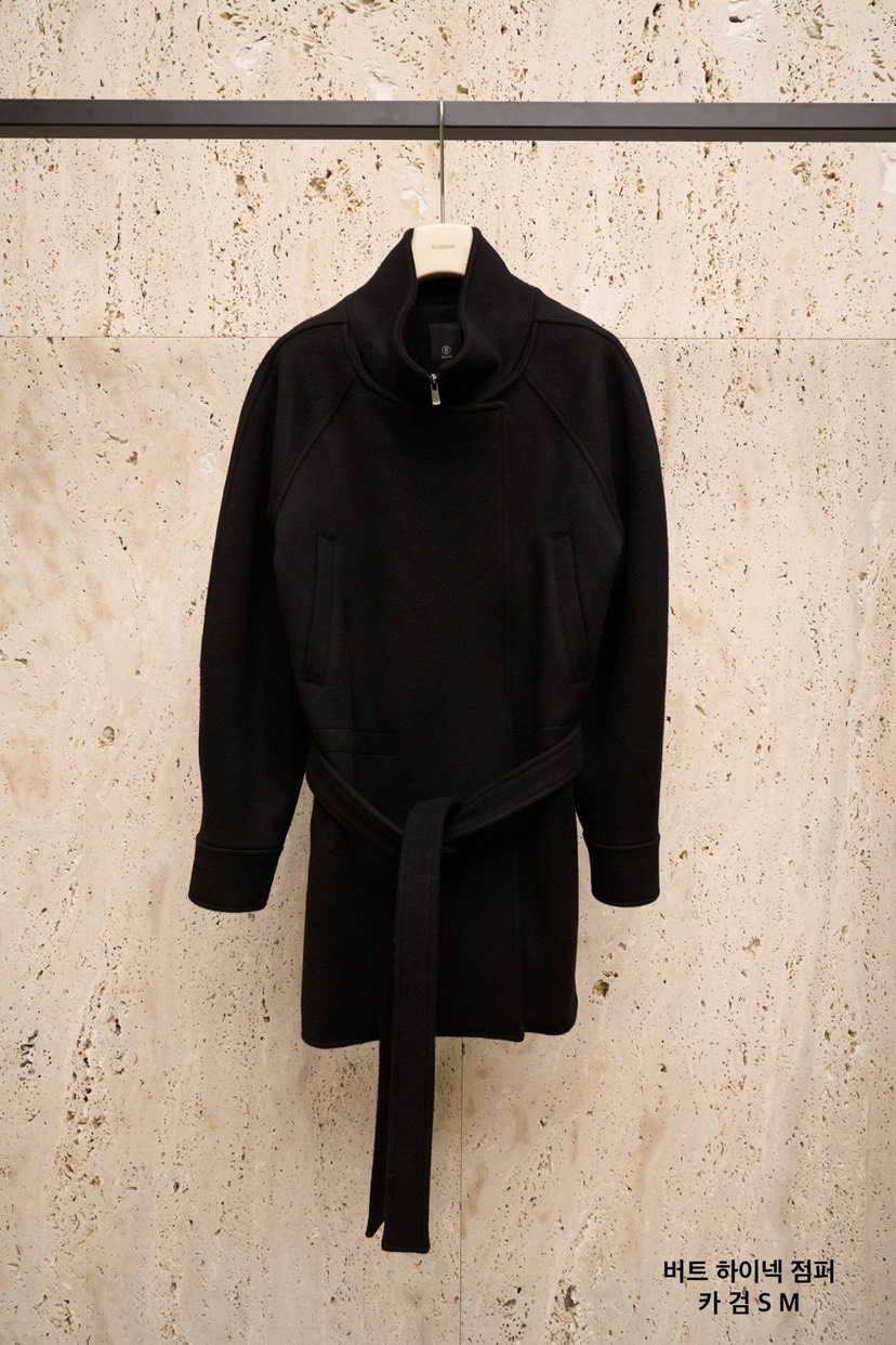 BLOSSOM韓國代購㊣女士新款時尚休閑熱賣中長款大衣含腰帶高領BLOSSOM中長款大衣圖色2