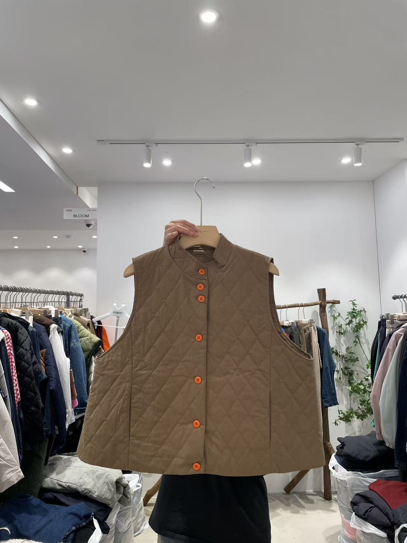 BLOOM韓國直郵㊣女士新款推薦休閑人氣熱賣25秋冬馬甲夾棉絎縫BLOOM-S馬甲圖色1