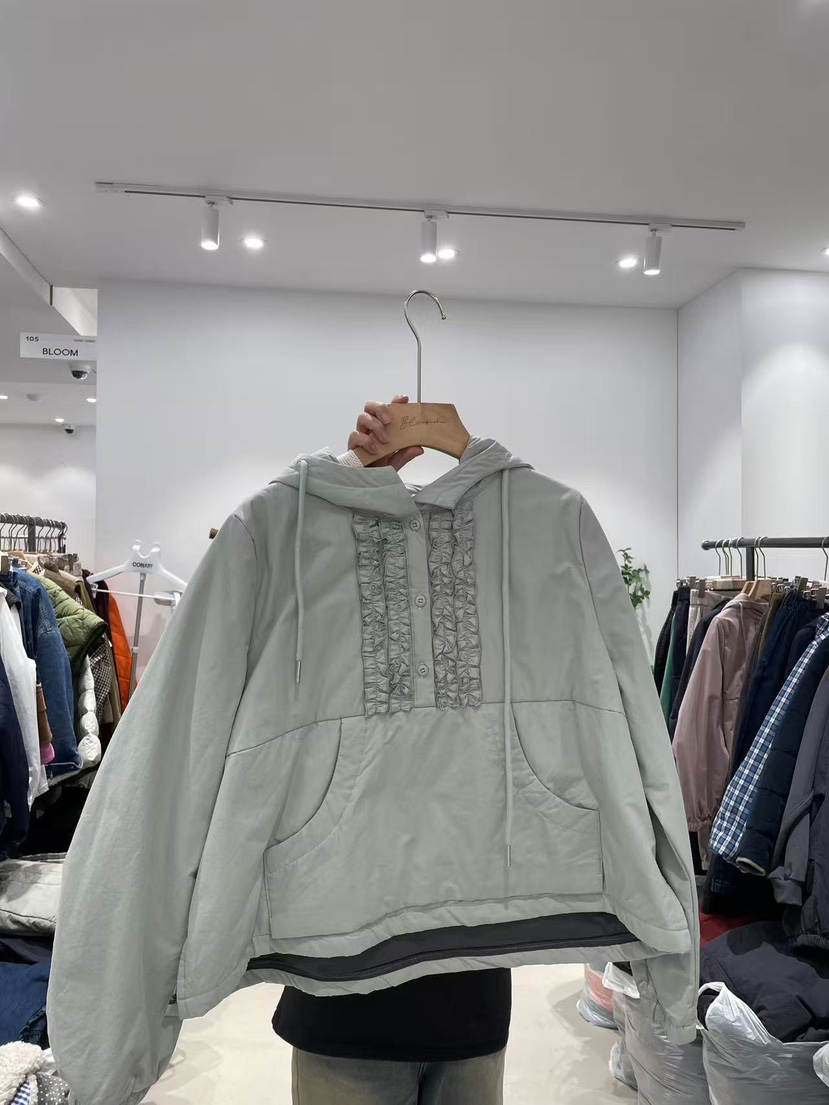 BLOOM東大門㊣實拍女裝新款時尚休閑推薦熱賣25秋冬夾克褶皺棉BLOOM-S夾克圖色1