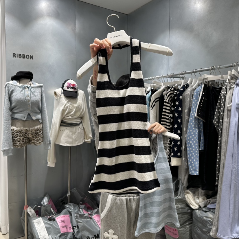 RIBBON韓國直郵㊣女士新品熱賣25秋冬職業休閑時尚吊帶背心RIBBON吊帶/背心圖色2