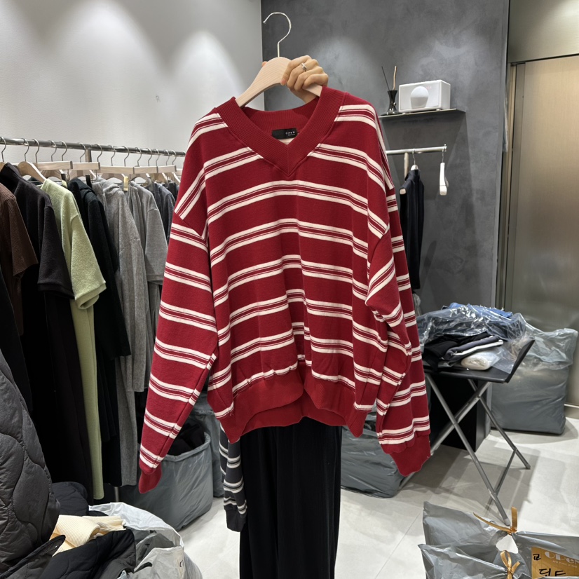 OPEN韓國直郵㊣女士新品25秋冬推薦休閑職業人氣衛衣V領加絨OPEN衛衣圖色2