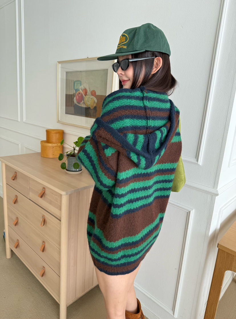 DENVER韓國代購㊣女裝新品休閑25秋冬熱賣針織衫含圍巾兜帽DENVER針織衫