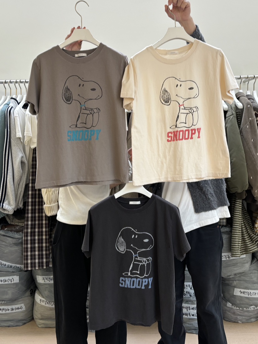 PEBBLE東大門㊣直郵女士新品休閑熱賣推薦職業時尚T恤史努比PEBBLE/LAYERT恤