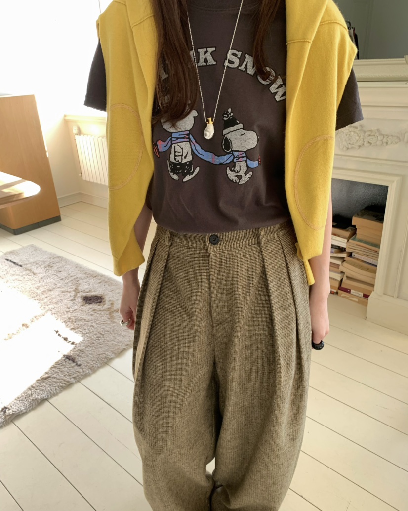 PEBBLE東大門㊣實拍女士新品職業時尚人氣推薦休閑休閑褲羊毛PEBBLE/LAYER休閑褲