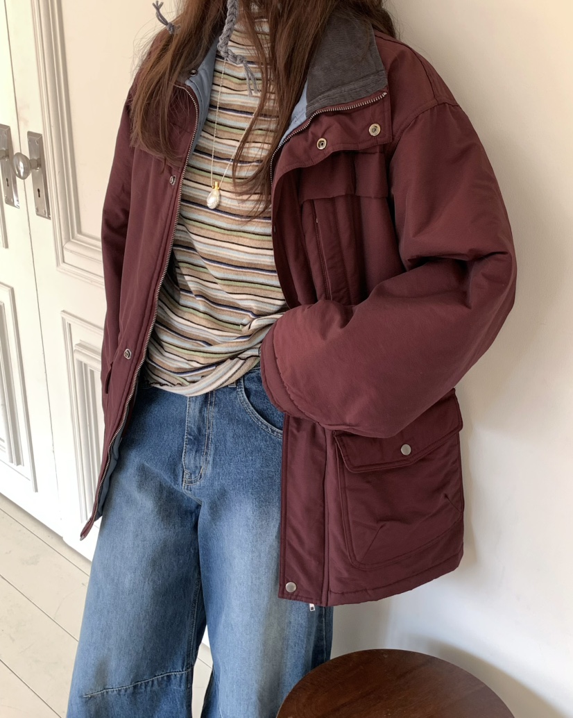 PEBBLE韓國代購㊣女士新款職業時尚25秋冬人氣短款棉服棉質絨PEBBLE/LAYER短款棉服