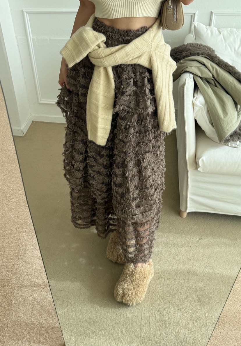 DENVER韓國直郵㊣女裝新款休閑熱賣時尚25秋冬職業長裙蕾絲DENVER長裙