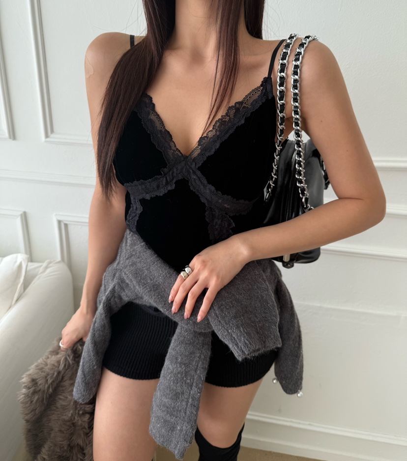 DENVER東大門㊣代購女士新款熱賣人氣職業25秋冬吊帶背心蕾絲DENVER吊帶/背心