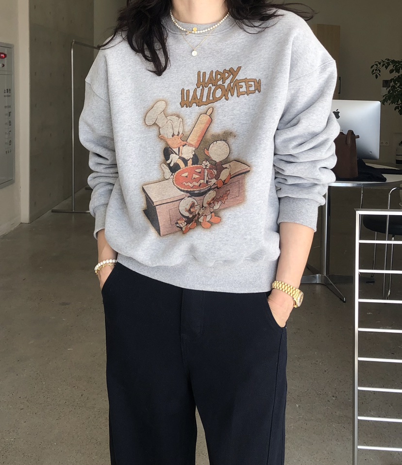 GLAD SOME韓國直郵㊣女士新品休閑25秋冬職業人氣時尚衛衣鴨GLAD SOME衛衣圖色2