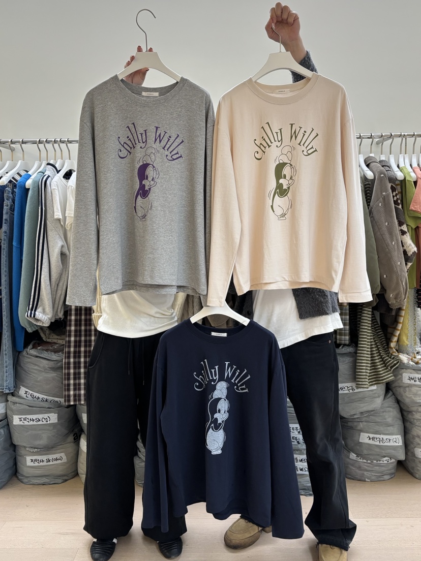 PEBBLE韓國代購㊣女裝新品推薦25秋冬時尚休閑熱賣人氣長袖T恤PEBBLE/LAYER長袖T恤