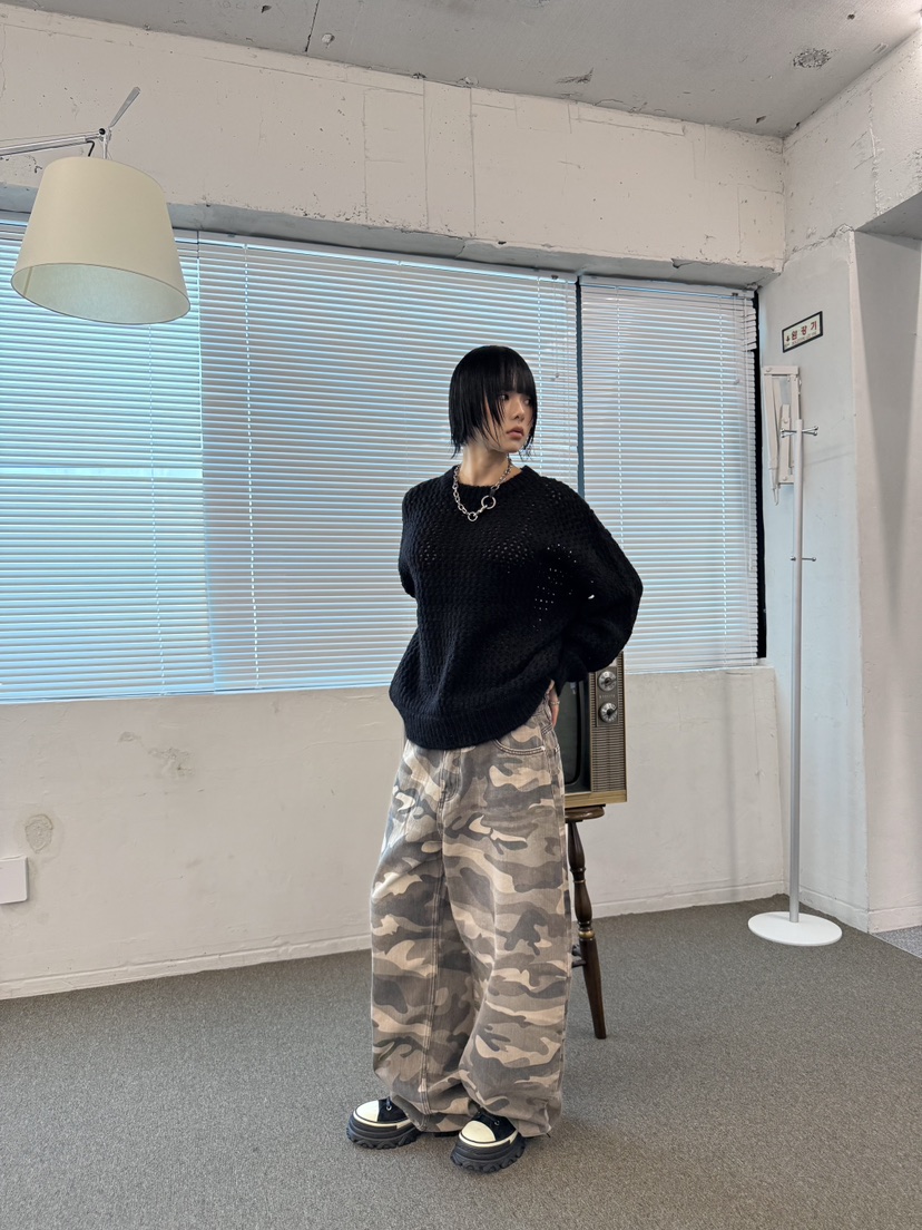 SEEOT東大門㊣直郵女裝新款職業熱賣牛仔褲男女同款水洗迷彩SEEOT牛仔褲