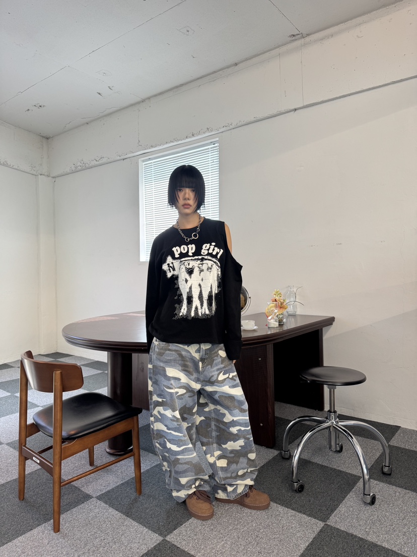 SEEOT東大門㊣直郵女裝新款職業熱賣牛仔褲男女同款水洗迷彩SEEOT牛仔褲