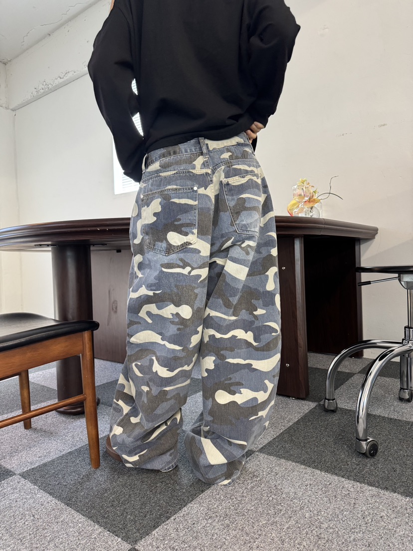 SEEOT東大門㊣直郵女裝新款職業熱賣牛仔褲男女同款水洗迷彩SEEOT牛仔褲