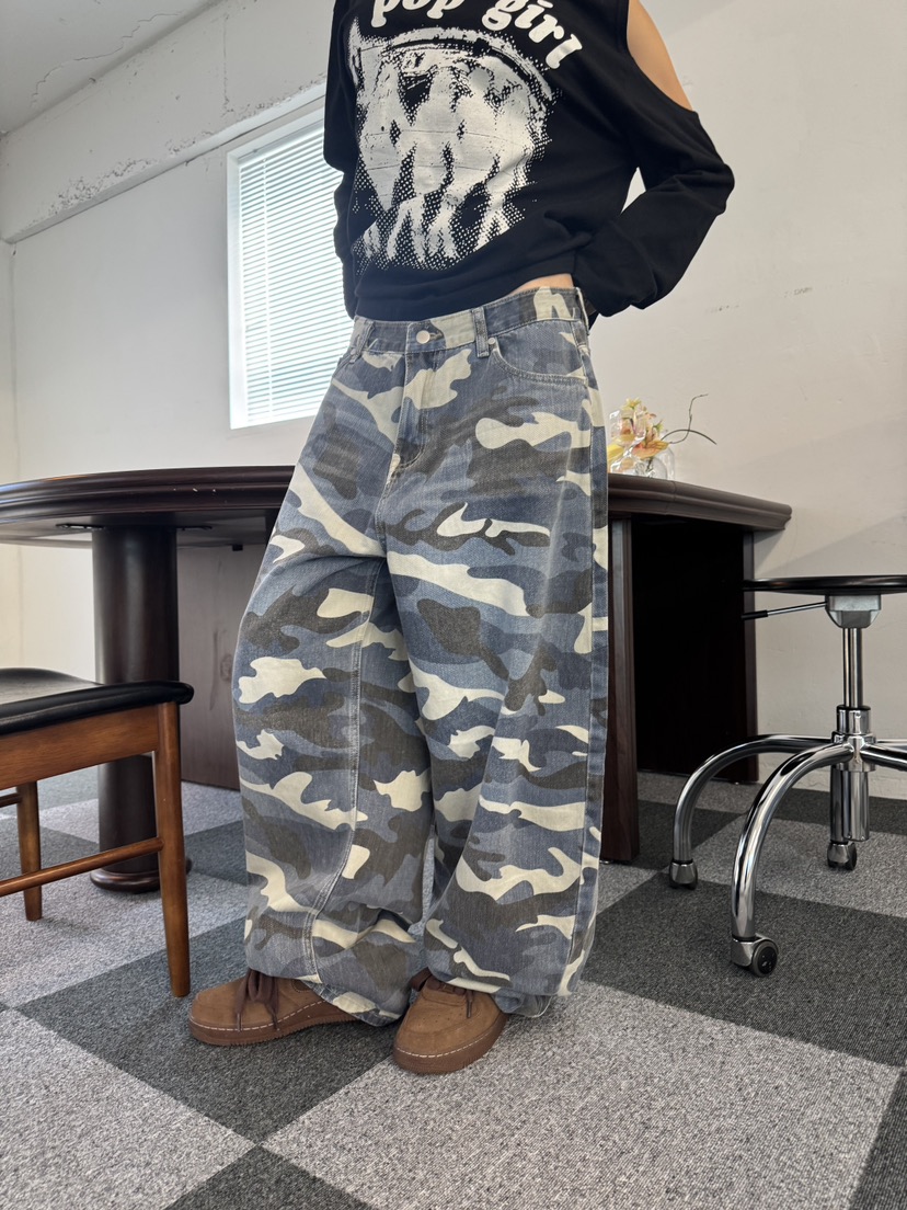 SEEOT東大門㊣直郵女裝新款職業熱賣牛仔褲男女同款水洗迷彩SEEOT牛仔褲