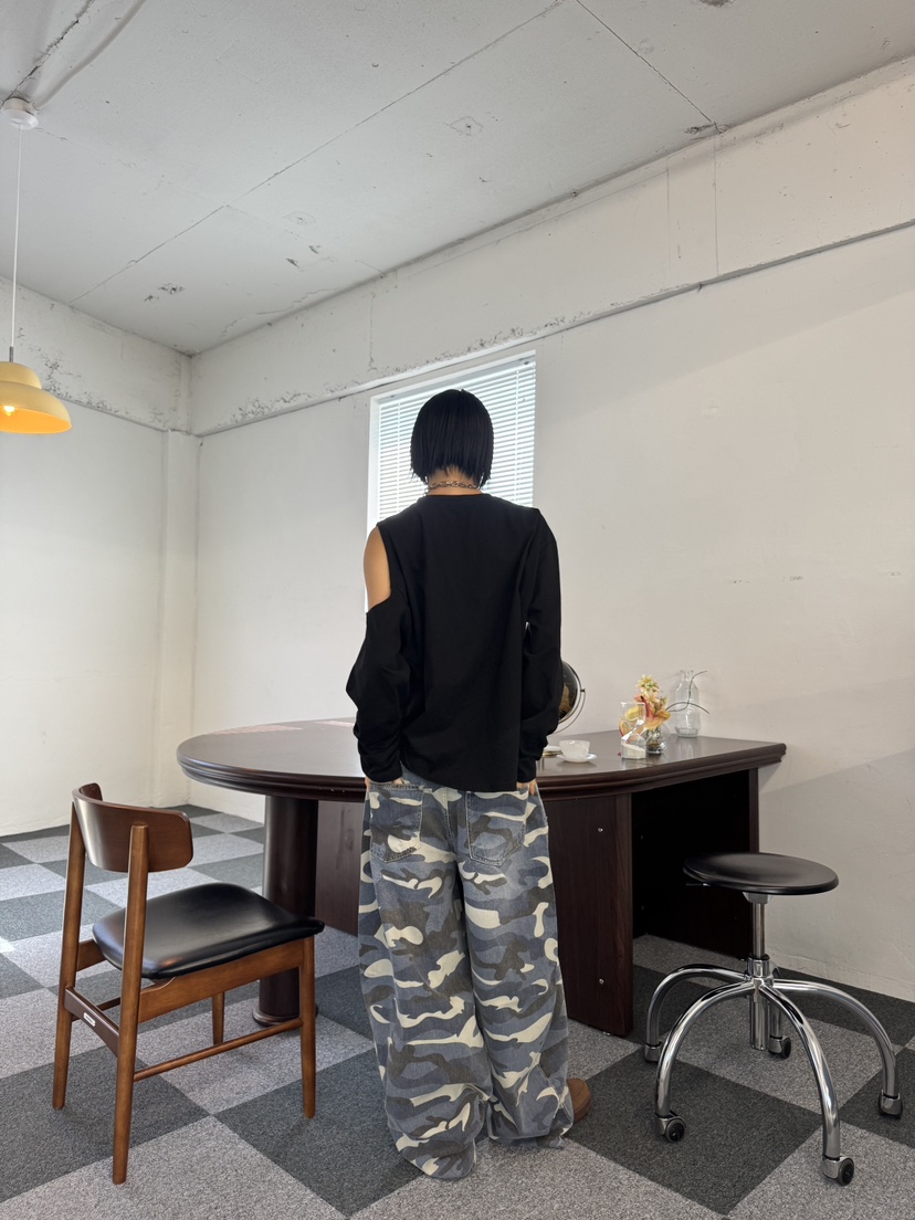 SEEOT東大門㊣直郵女裝新款職業熱賣牛仔褲男女同款水洗迷彩SEEOT牛仔褲