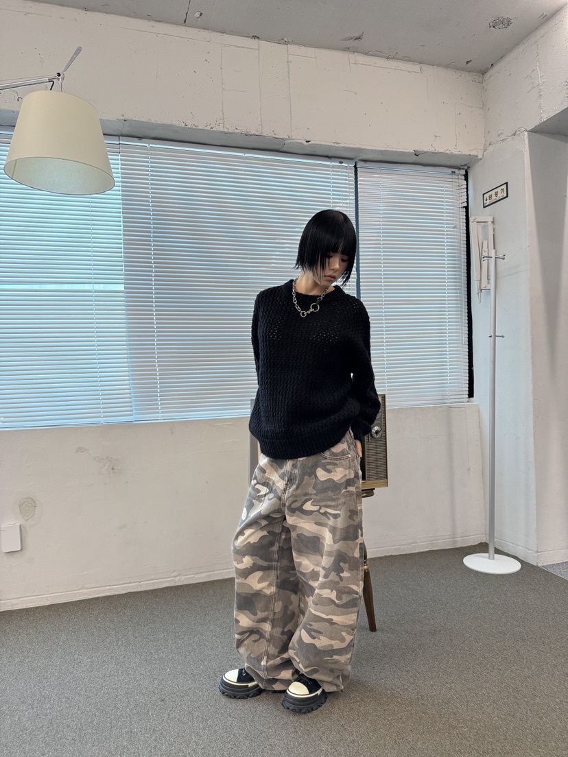 SEEOT東大門㊣直郵女裝新款職業熱賣牛仔褲男女同款水洗迷彩SEEOT牛仔褲圖色2