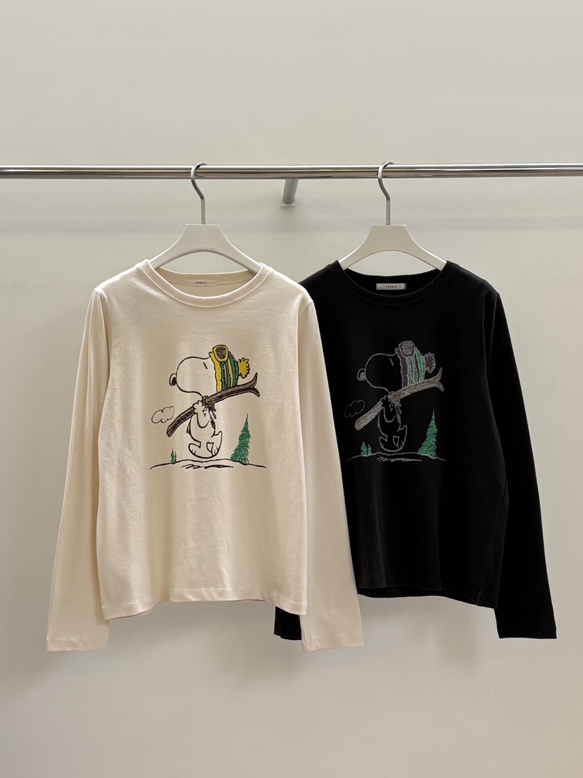 PEBBLE韓國直郵㊣女士新款25秋冬時尚推薦休閑長袖T恤史努比PEBBLE/LAYER長袖T恤