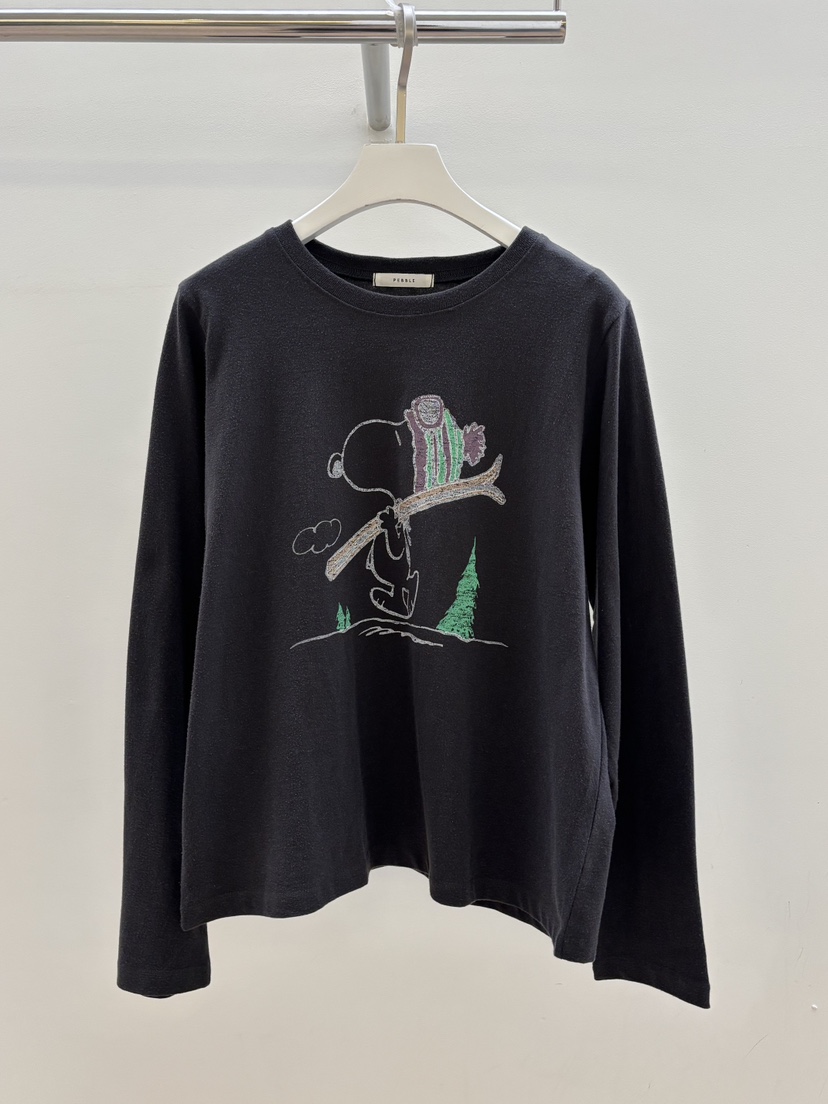 PEBBLE韓國直郵㊣女士新款25秋冬時尚推薦休閑長袖T恤史努比PEBBLE/LAYER長袖T恤圖色1