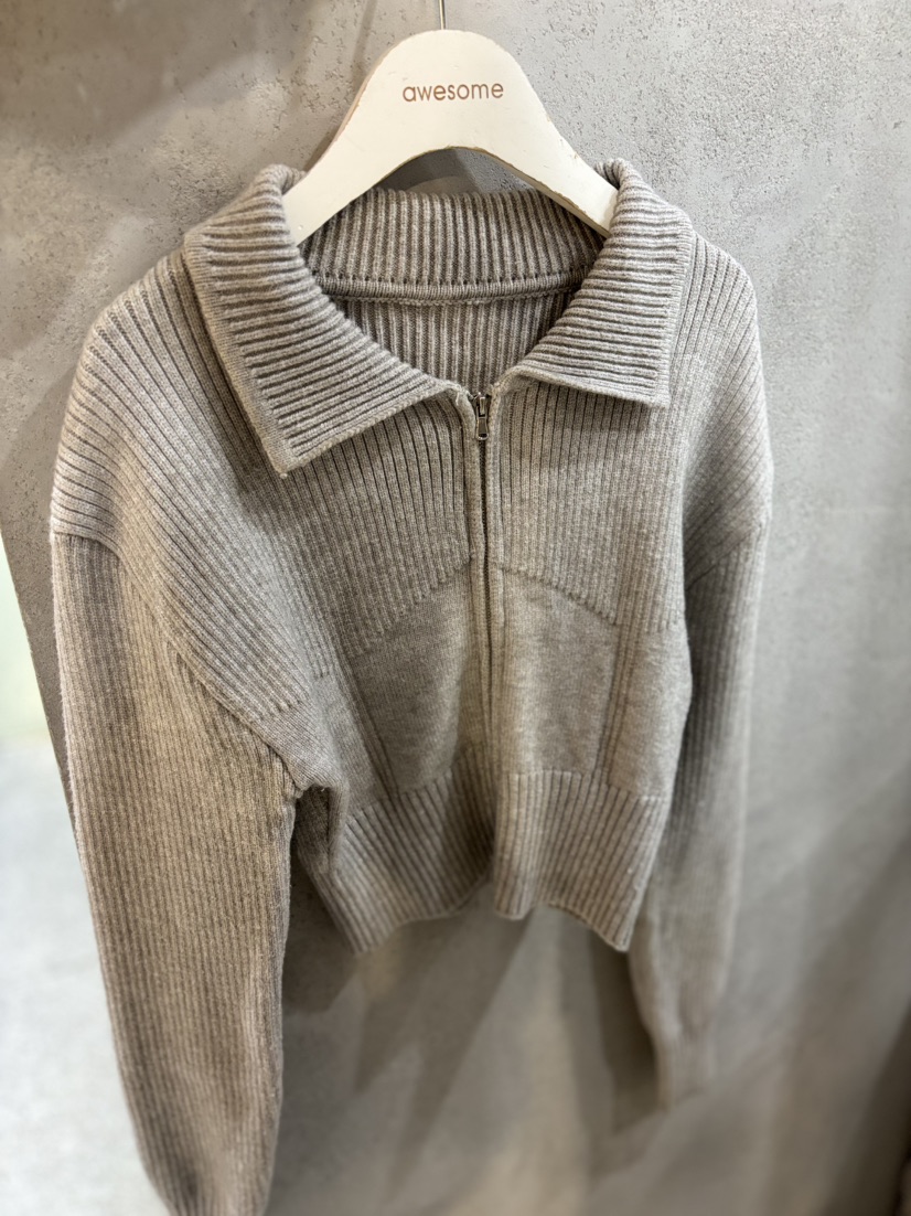 AWESOME-L韓國代購㊣女士新款時尚人氣休閑推薦針織衫拉鏈AWESOME-L針織衫圖色1