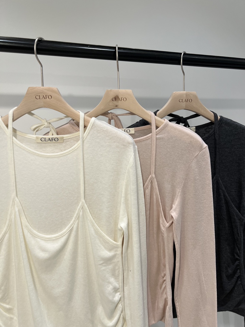 CLAFO東大門㊣實拍女士新品熱賣25秋冬人氣職業長袖T恤假兩件CLAFO長袖T恤