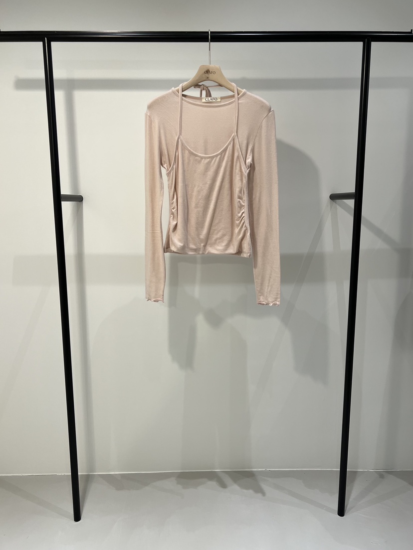 CLAFO東大門㊣實拍女士新品熱賣25秋冬人氣職業長袖T恤假兩件CLAFO長袖T恤圖色2