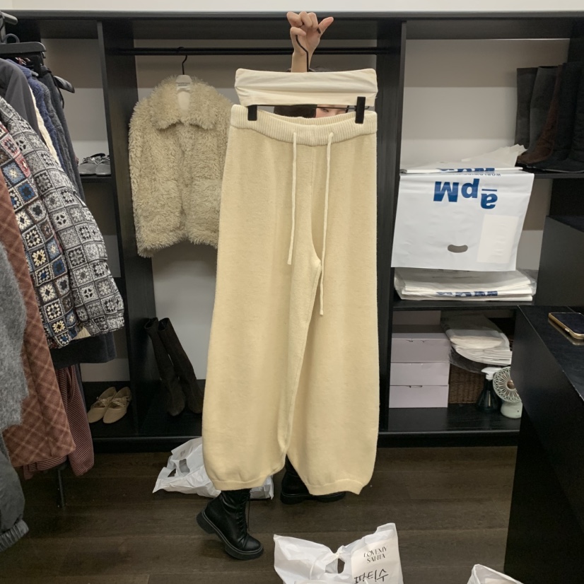 UNANSWERED-MYSTERY東大門㊣實拍女裝新品時尚人氣休閑褲羊毛UNANSWERED-MYSTERY休閑褲圖色1