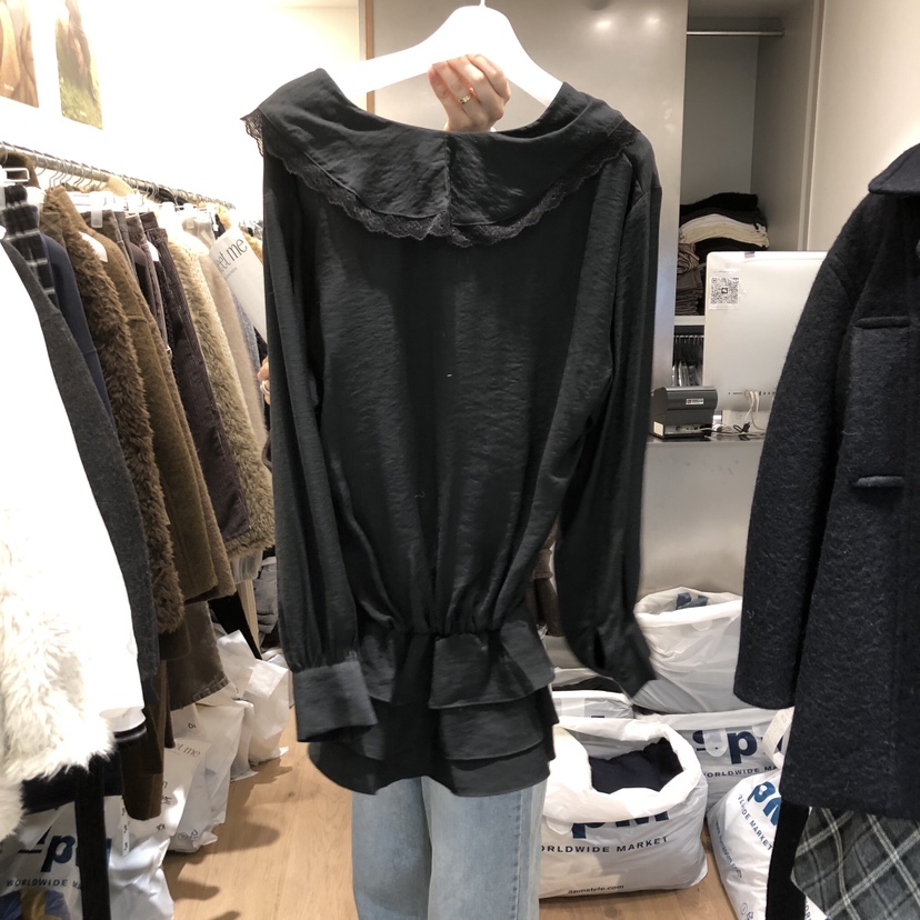 MEET ME東大門㊣代購女士新品25秋冬推薦職業時尚襯衫蕾絲衫MEET ME襯衫/蕾絲衫