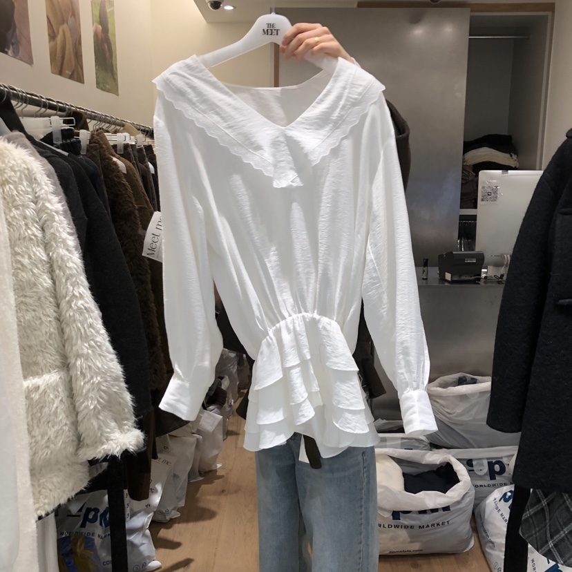 MEET ME東大門㊣代購女士新品25秋冬推薦職業時尚襯衫蕾絲衫MEET ME襯衫/蕾絲衫圖色1