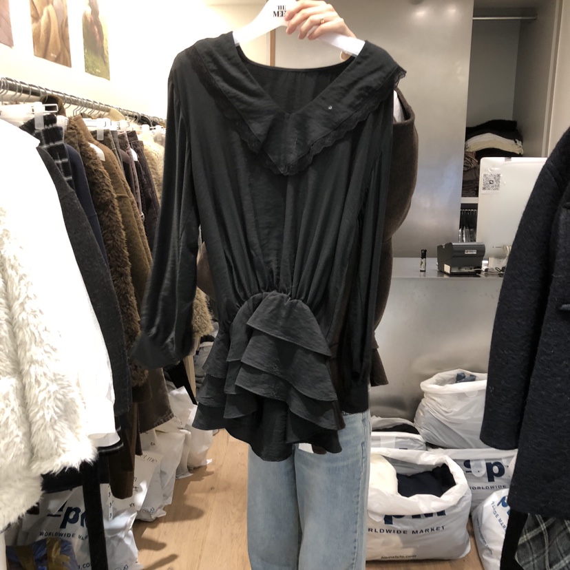 MEET ME東大門㊣代購女士新品25秋冬推薦職業時尚襯衫蕾絲衫MEET ME襯衫/蕾絲衫圖色2