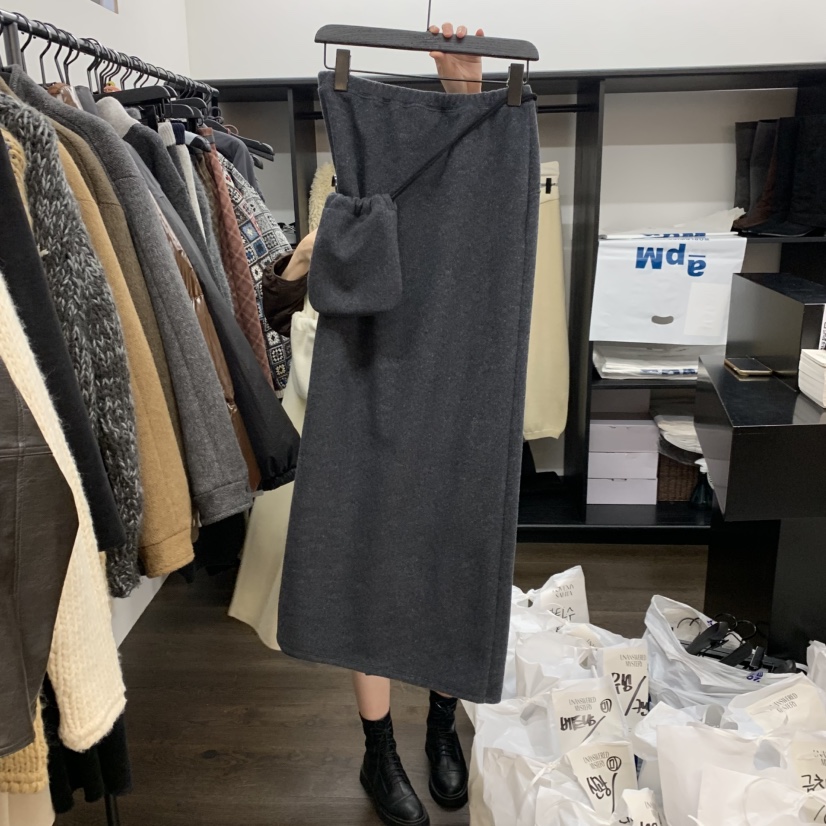 UNANSWERED-MYSTERY東大門㊣實拍女士新款職業長裙口袋含包UNANSWERED-MYSTERY長裙圖色2