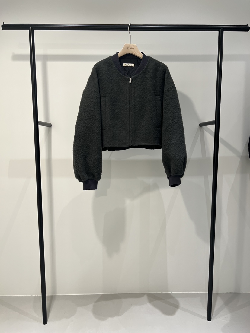CLAFO韓國直郵㊣女士新品時尚推薦人氣25秋冬職業休閑夾克羊駝CLAFO夾克圖色1墨色