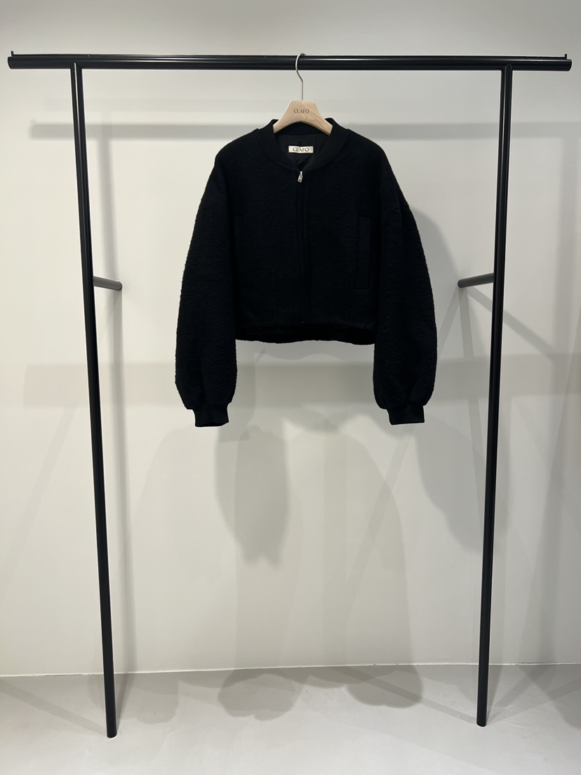 CLAFO韓國直郵㊣女士新品時尚推薦人氣25秋冬職業休閑夾克羊駝CLAFO夾克圖色2黑色