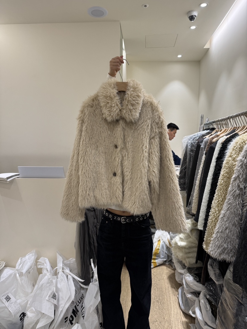 FLOWER-L東大門㊣代購女裝新款熱賣25秋冬推薦短款大衣毛皮FLOWER-L短款大衣圖色1